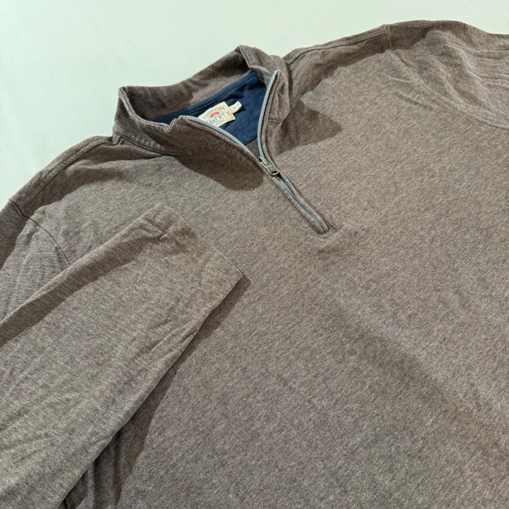 Faherty Men's Quarter Zip Pullover Sweater Heathered Brown XL Cotton Modal Blend